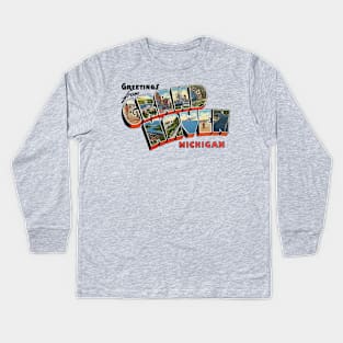 Greetings from Grand Haven Michigan Kids Long Sleeve T-Shirt